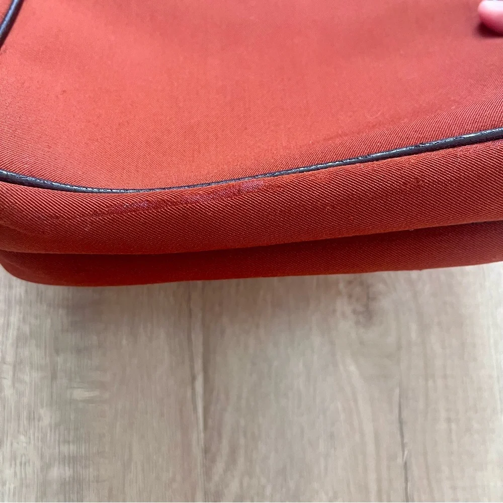 Dunhill Shoulder Sling Bag Canvas‎ Leather Crossbody Orange Black Made In Italy